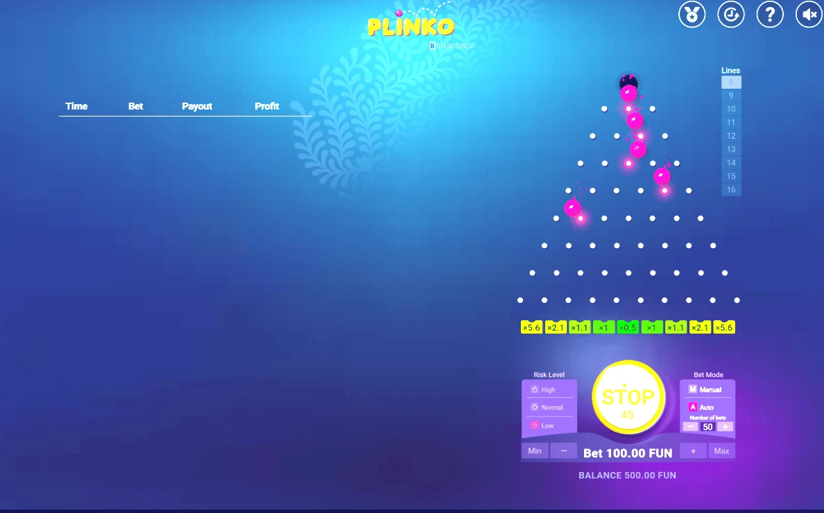 RTP и волатильность в Plinko